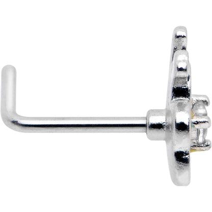 20G 7mm Clear CZ Gem Butterfly Love Bug L Shape Nose Ring