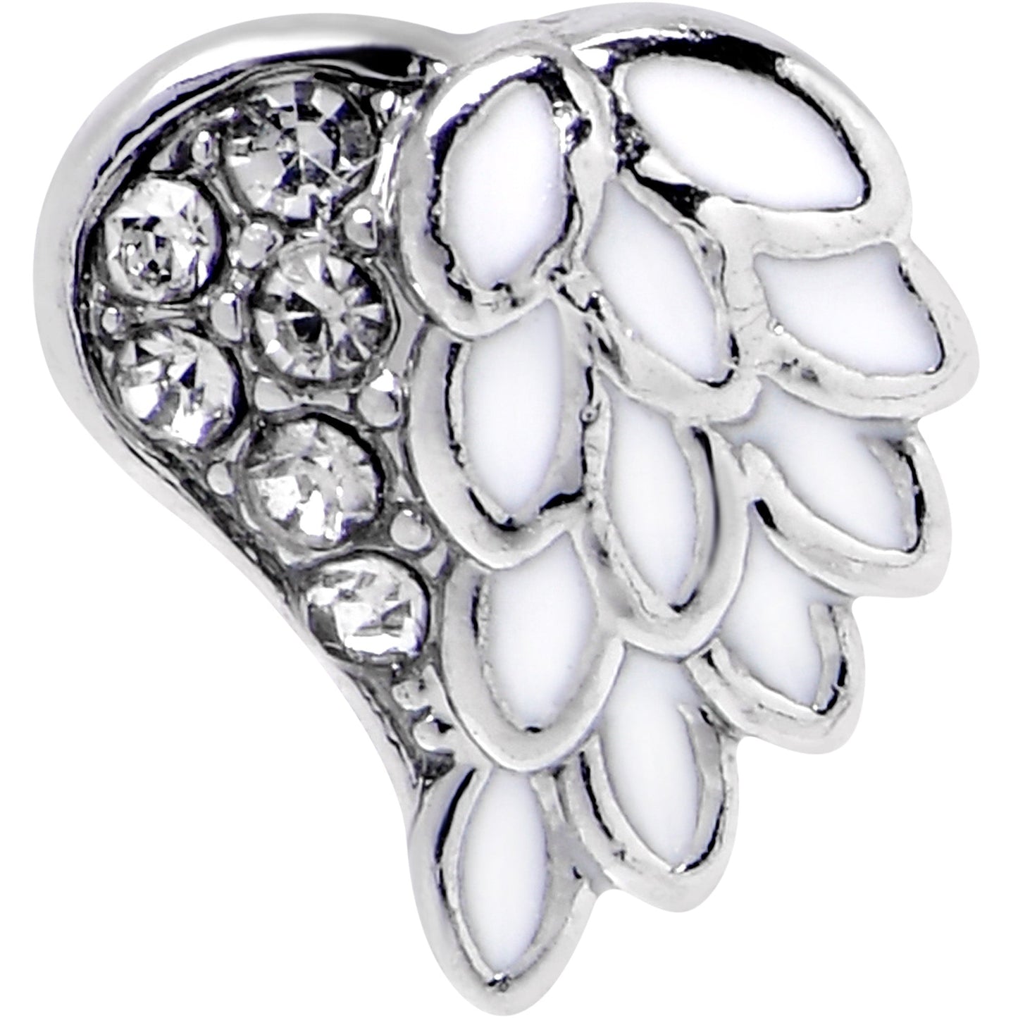 16G 1/4 Clear Gem Heavenly Heart Angel Wing White Cartilage Stud