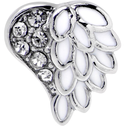 16G 1/4 Clear Gem Heavenly Heart Angel Wing White Cartilage Stud