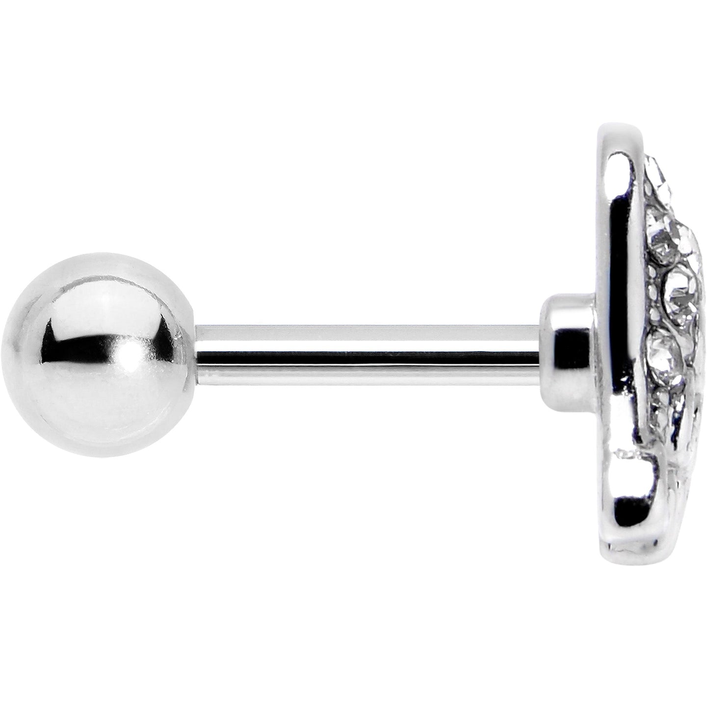 16G 1/4 Clear Gem Heavenly Heart Angel Wing White Cartilage Stud