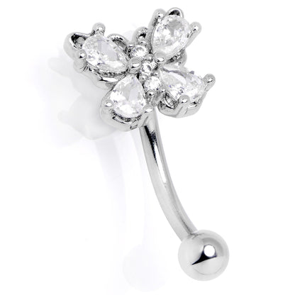 16G 5/16 Clear Gem Baroque Beauty Butterfly Curved Eyebrow Ring