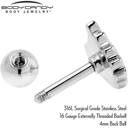 16G 1/4 Clear Gem Heavenly Heart Angel Wing Black Cartilage Earring