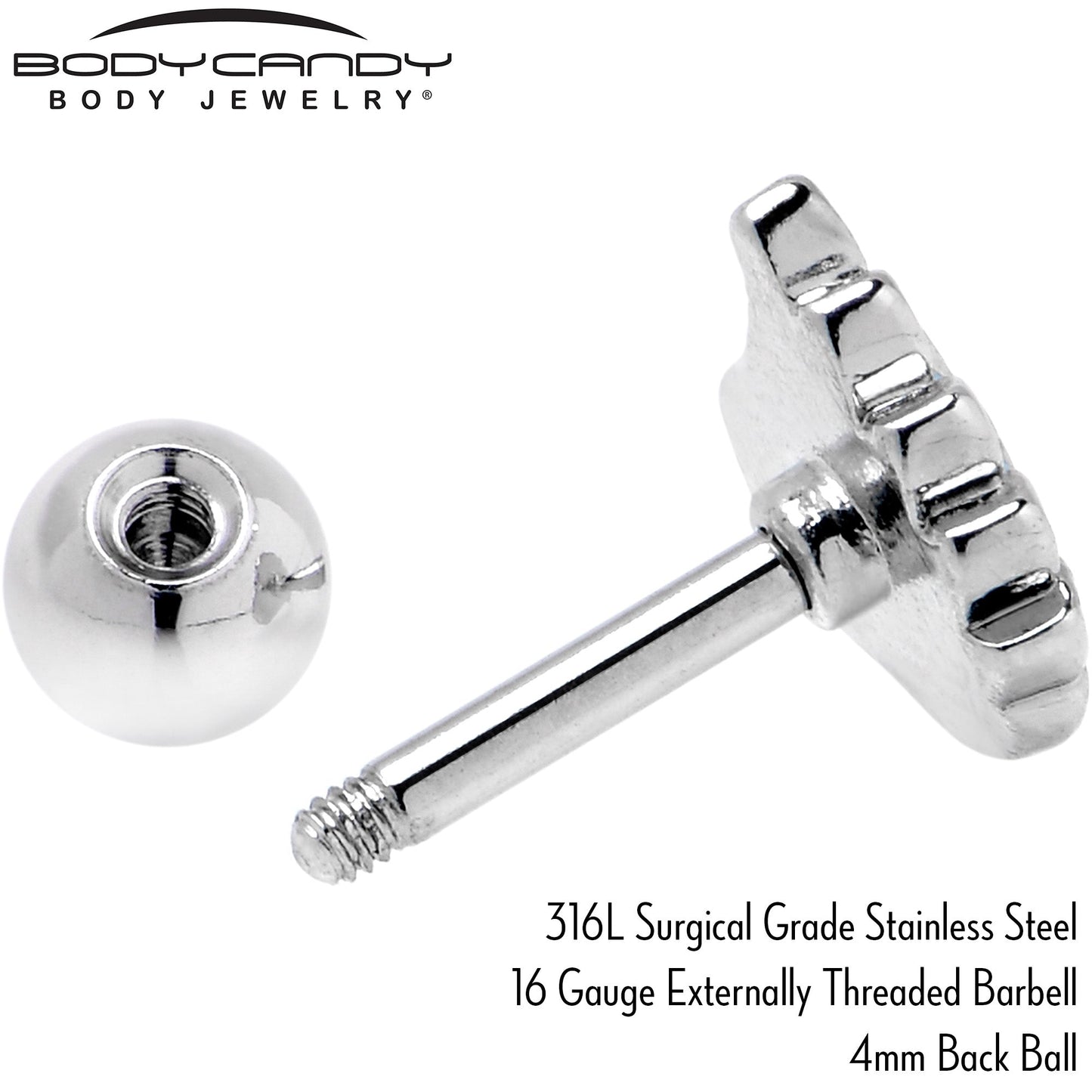 16G 1/4 Clear Gem Heavenly Heart Angel Wing Pink Cartilage Earring