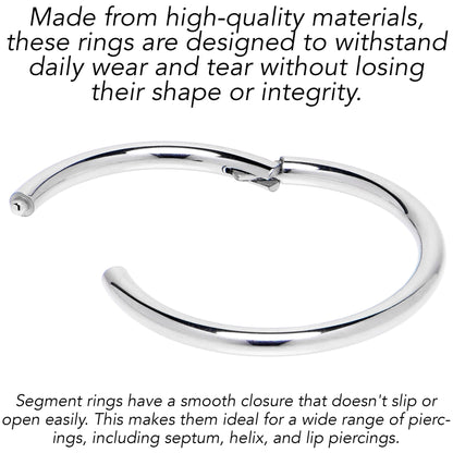 18G 7/16 316L Surgical Steel Precision Hinged Segment Hoop