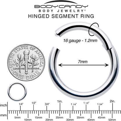 16G 7mm 316L Surgical Steel Precision Hinged Segment Hoop