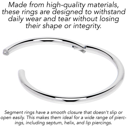 16G 7/16 316L Surgical Steel Precision Hinged Segment Hoop
