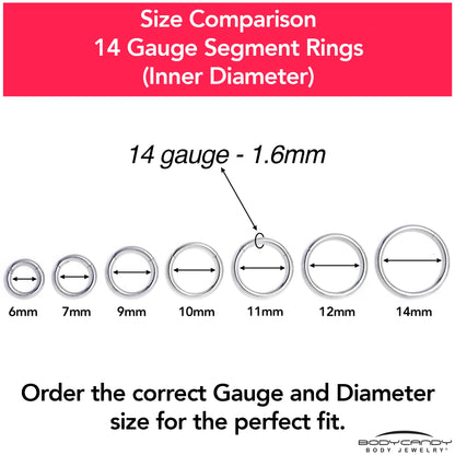 14G 7mm 316L Surgical Steel Precision Hinged Segment Hoop