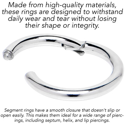 12G 9/16 316L Surgical Steel Precision Hinged Segment Hoop