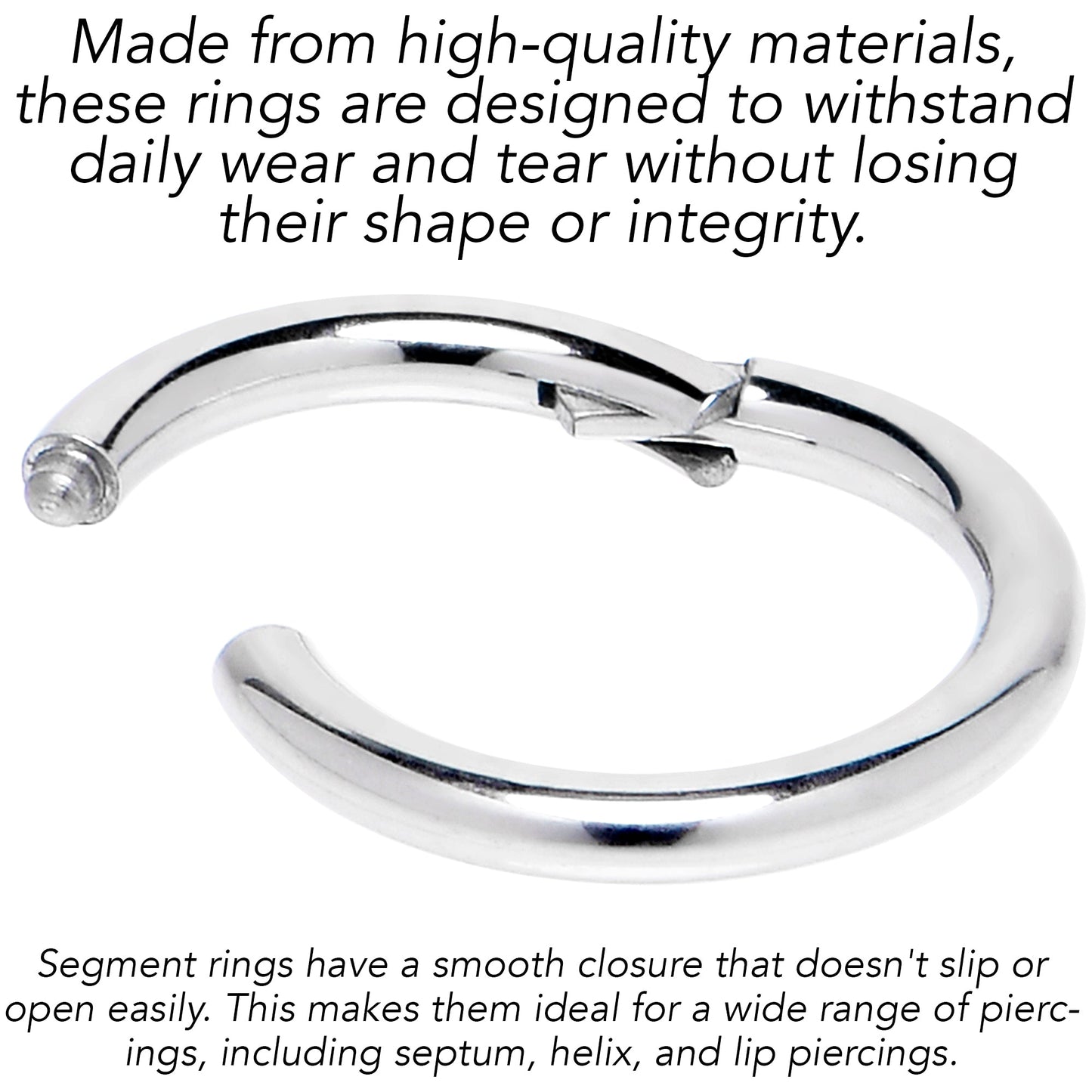 6G 9/16 316L Surgical Steel Precision Hinged Segment Hoop