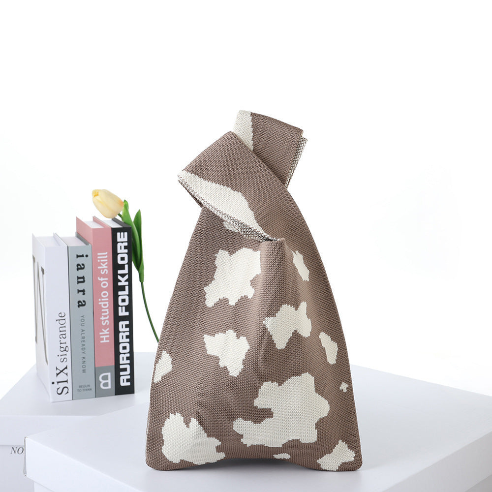 Checkerboard Knitted Shopping Tote