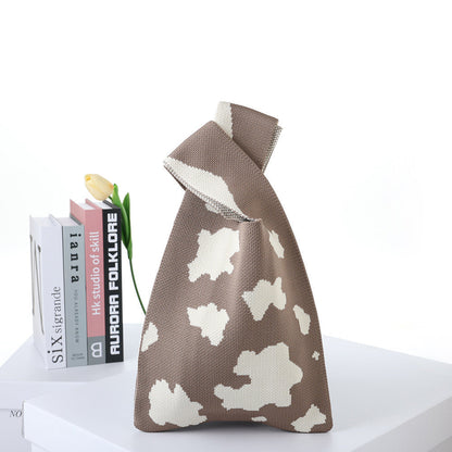 Checkerboard Knitted Shopping Tote