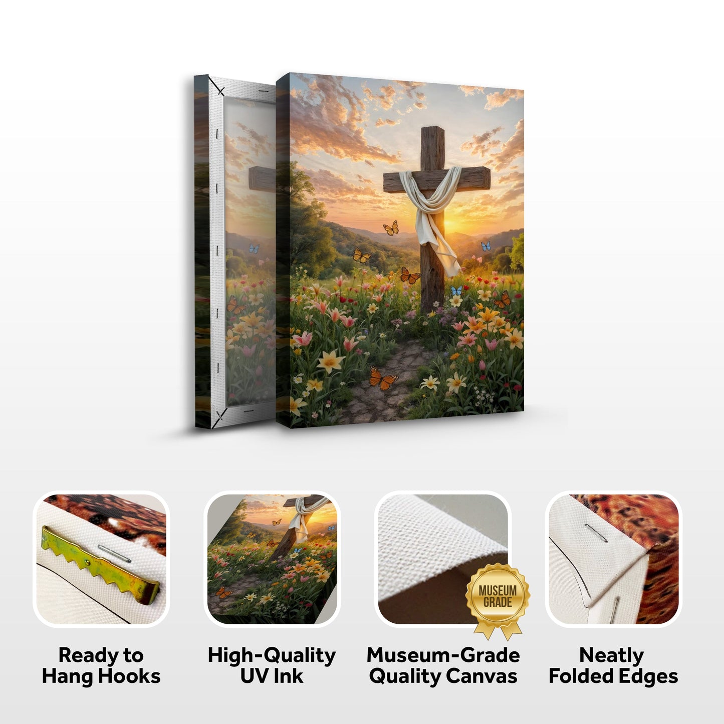 Cross and Flowers Faith Wall Art