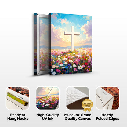Cross Floral Field Faith Wall Art