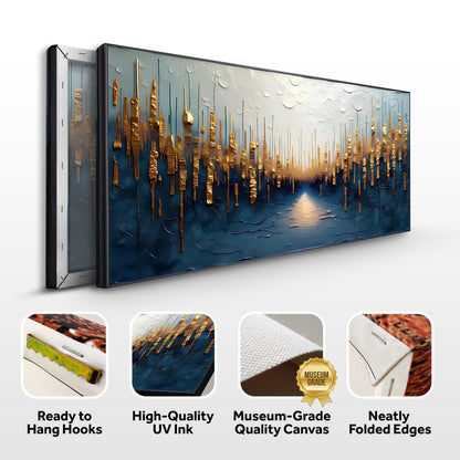 Golden Forest Reflection Abstract Impasto Wall Art