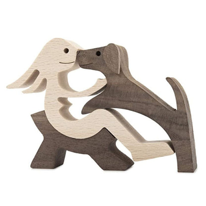 DIY Wooden Dog Figurine Sculpture Home Decor