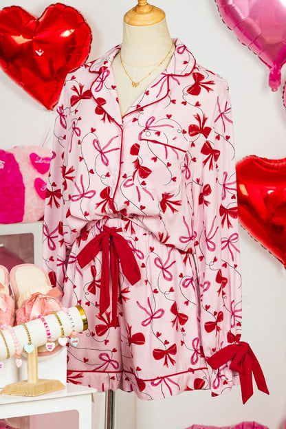Valentine Bow Shirt and Shorts Pajama Set