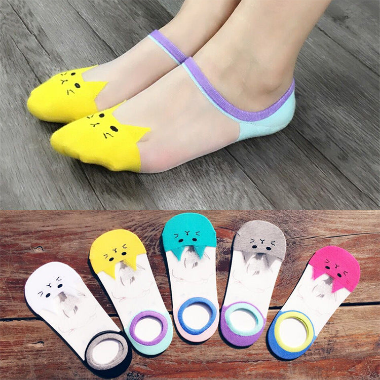 Cartoon Crystal Transparent Ankle Socks