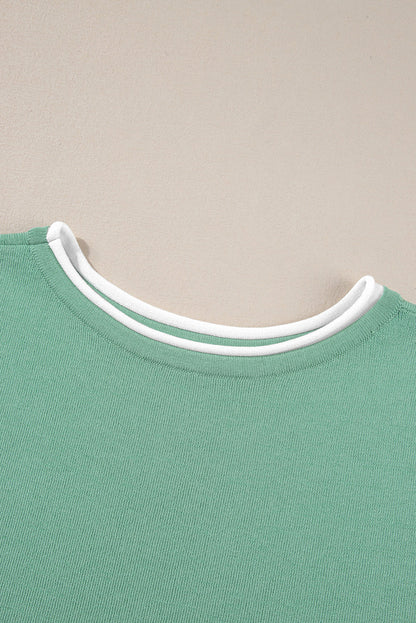 Colorblock 3/4 Sleeve Top and Drawstring Pants Set