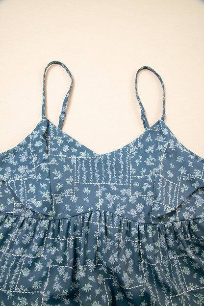 Floral Knot Spaghetti Straps Flared Dress