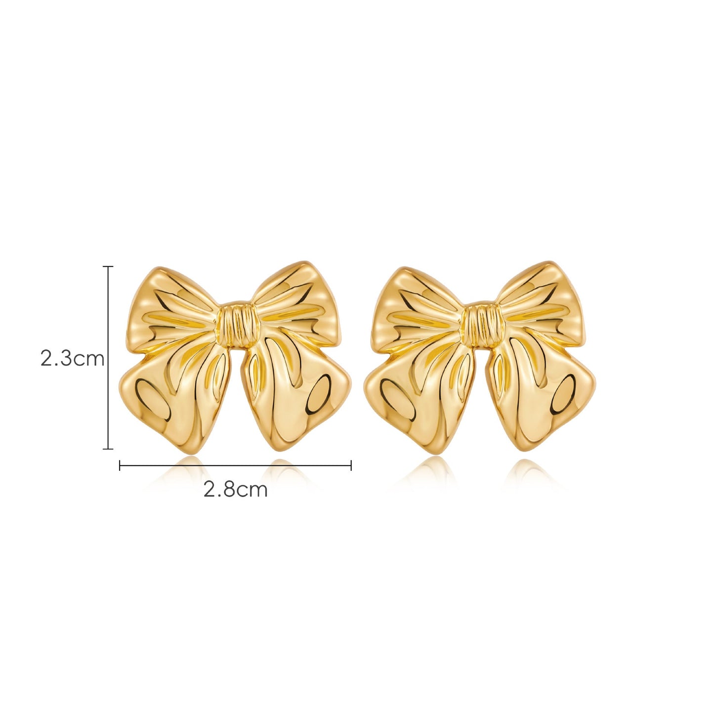 Euro-American Bow Earrings, 18K Copper Plating