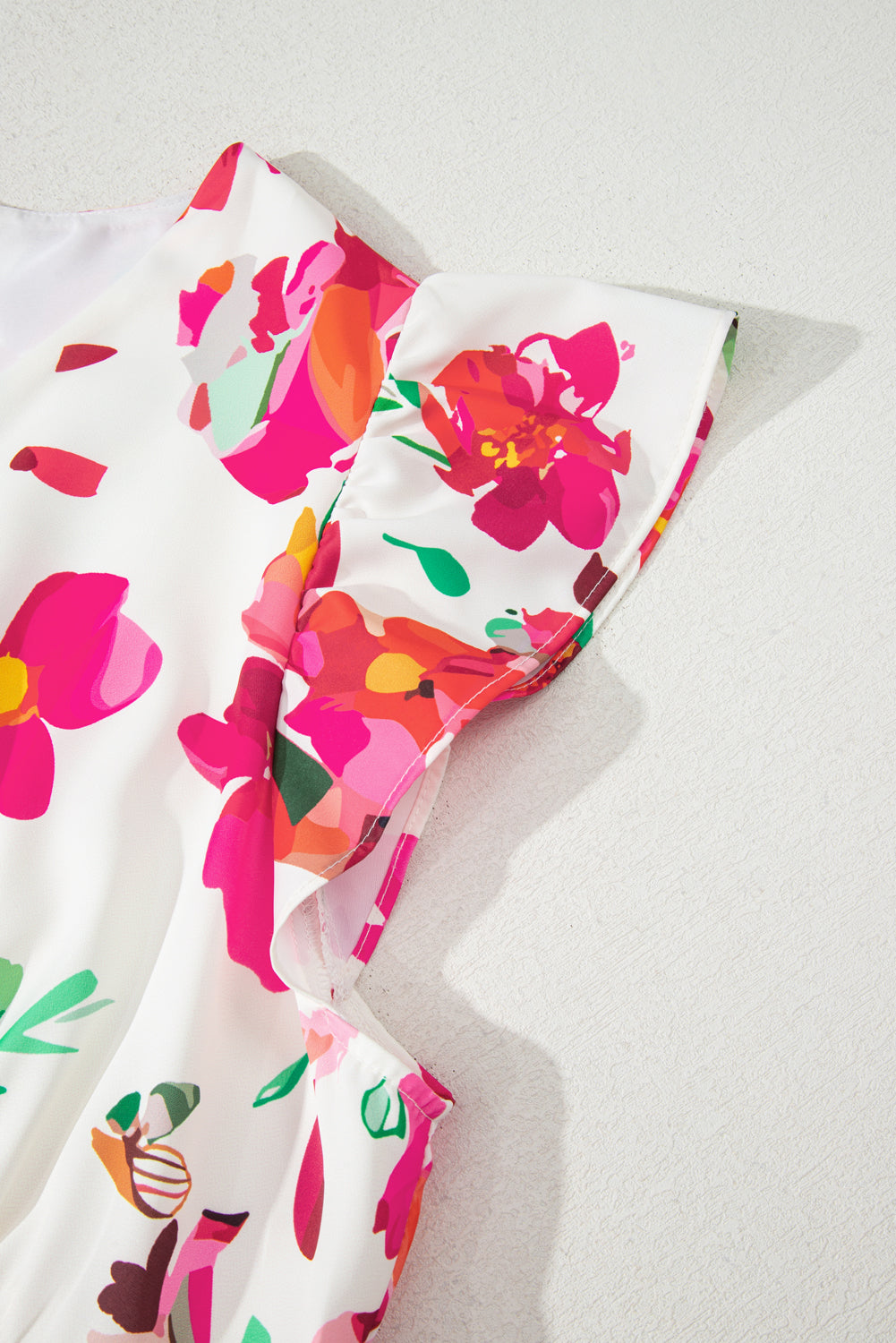 Plus Size Floral Ruffle Sleeve Midi Dress