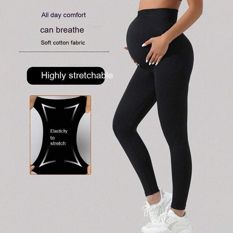 Pregnant Women's Seamless Belly Support Yoga Pants