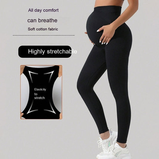 Pregnant Women's Seamless Belly Support Yoga Pants