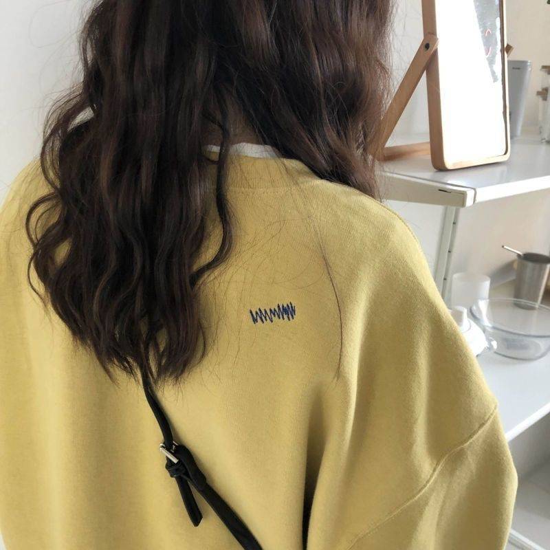 Spring and Autumn Loose Crew Neck Long-Sleeve Coat Top