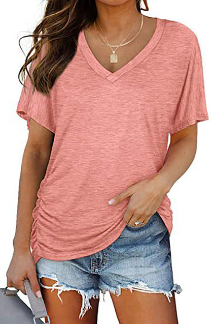 European-American V-Neck Loose Casual T-Shirt