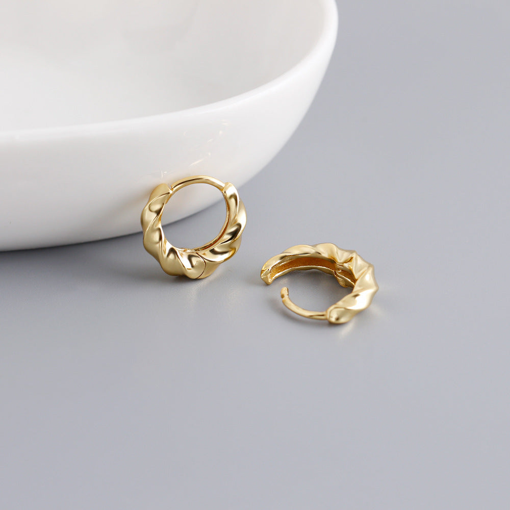 Golden Circle Twisted S925 Silver Ear Clip