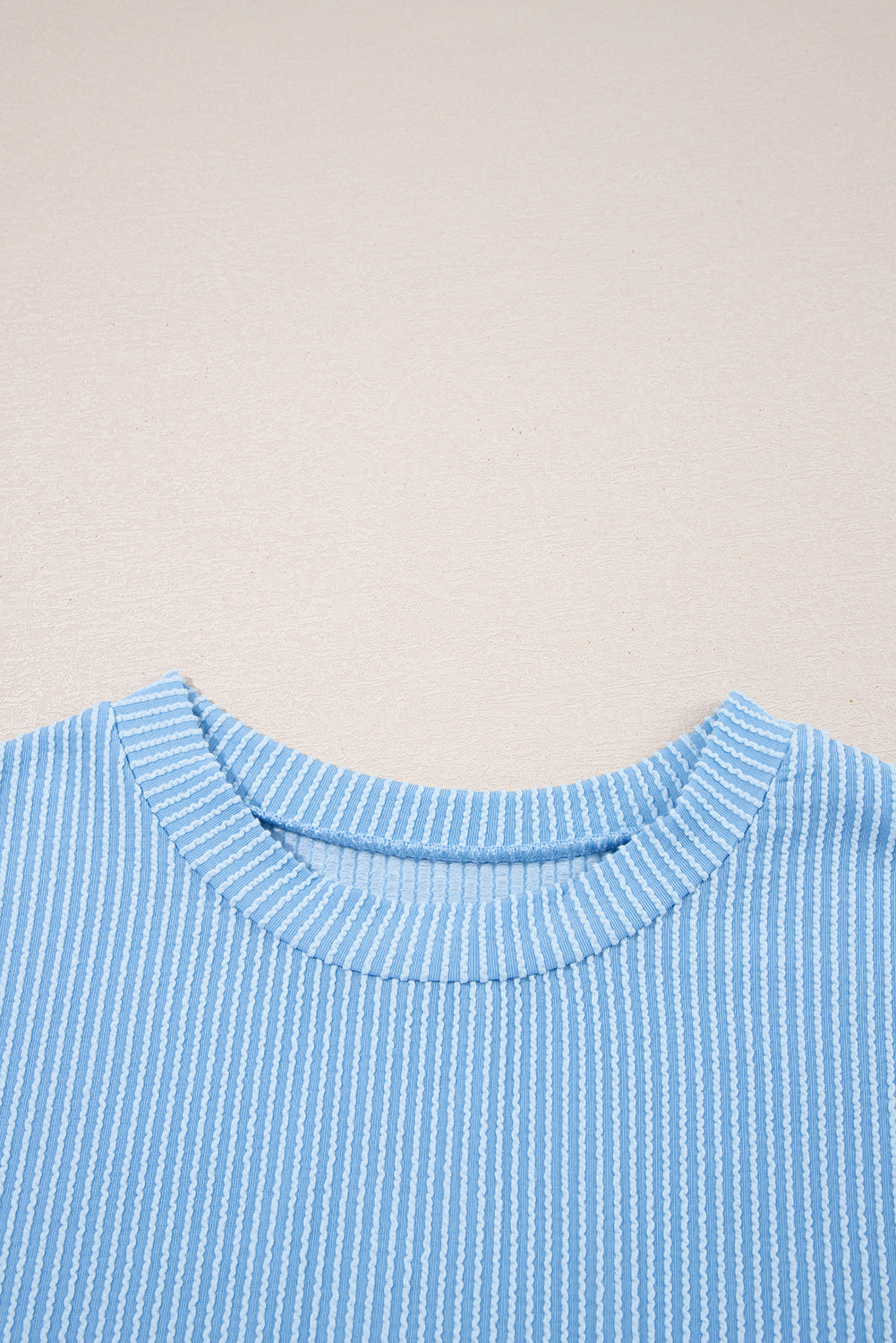 Corded Knit Colorblock Pocketed Crew Neck T-Shirt