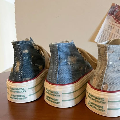 High-Top Lace-Up Casual Shoes