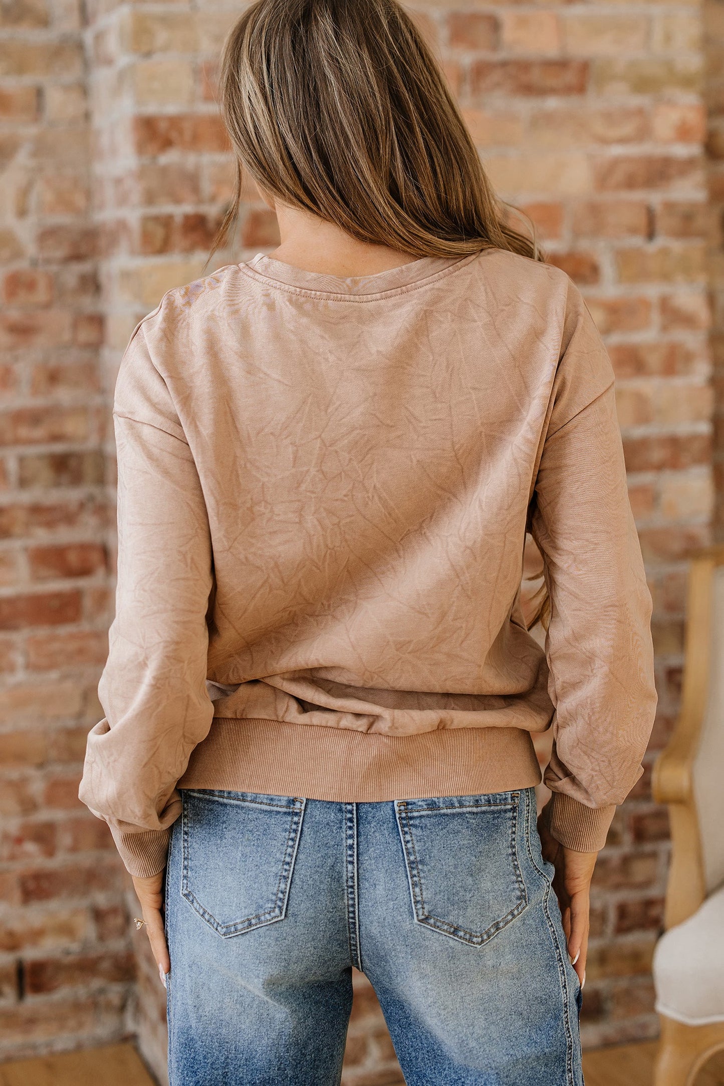SAVED BY GRACE Embroidered Mineral Wash Sweatshirt