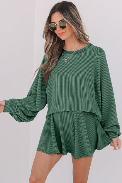 Corded Top and Ruffle Mini Skort Set