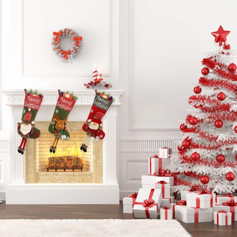 2024 Christmas Big Stockings 3D Plush Decor