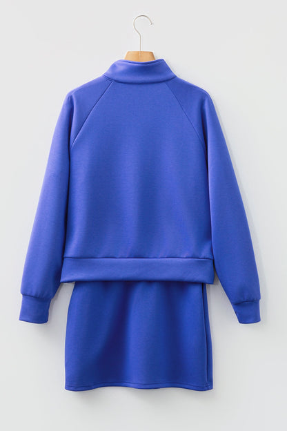 Solid Half Zip Pullover and Mini Skort Set