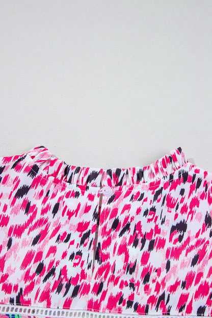 Floral Mix Ruffle Cap Sleeve Blouse