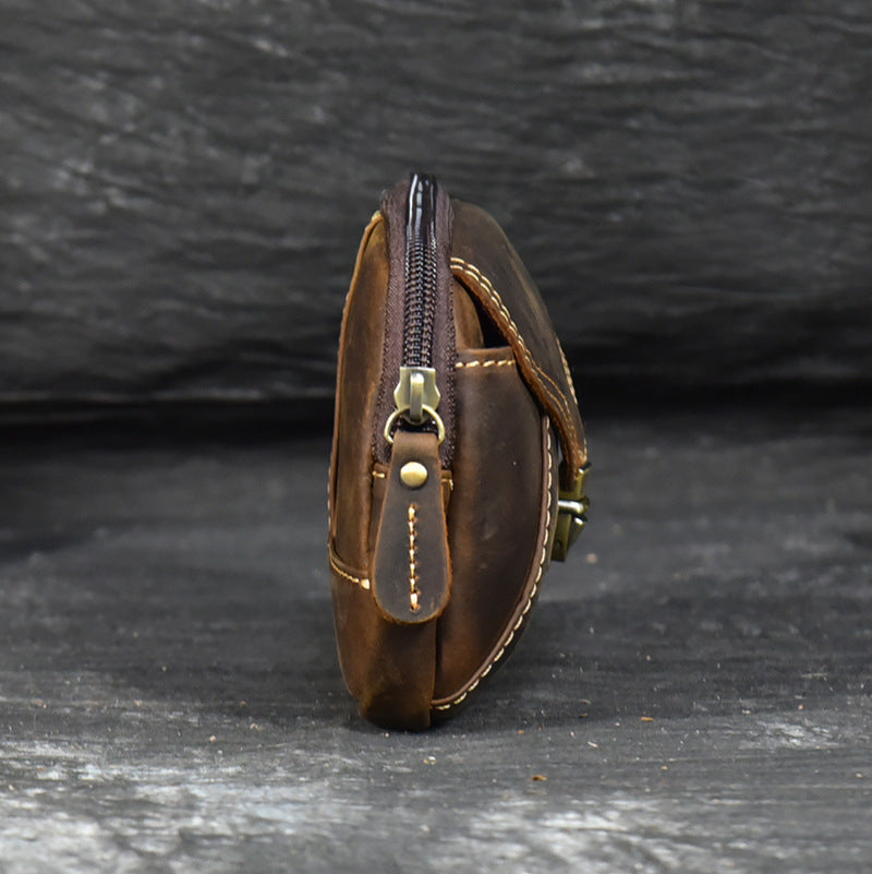 Men Waist Pack Genuine Leather Retro Cell Phone