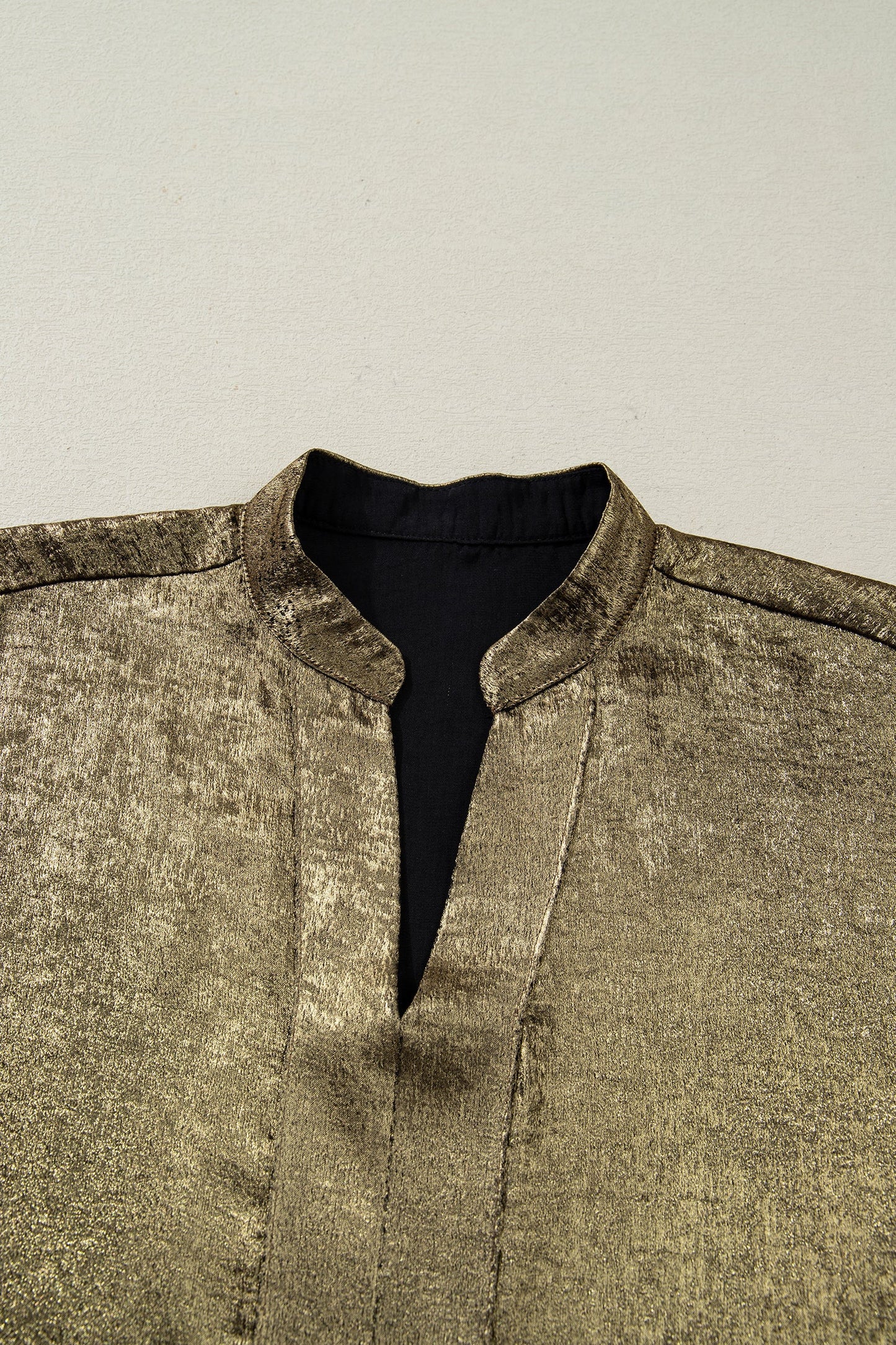 Metallic Split Neck Half-Sleeve Blouse