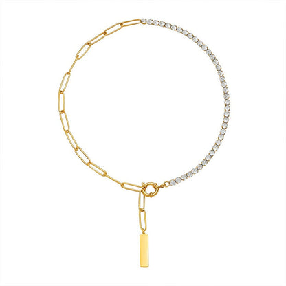 Square Strip Pendant Stainless Steel Necklace
