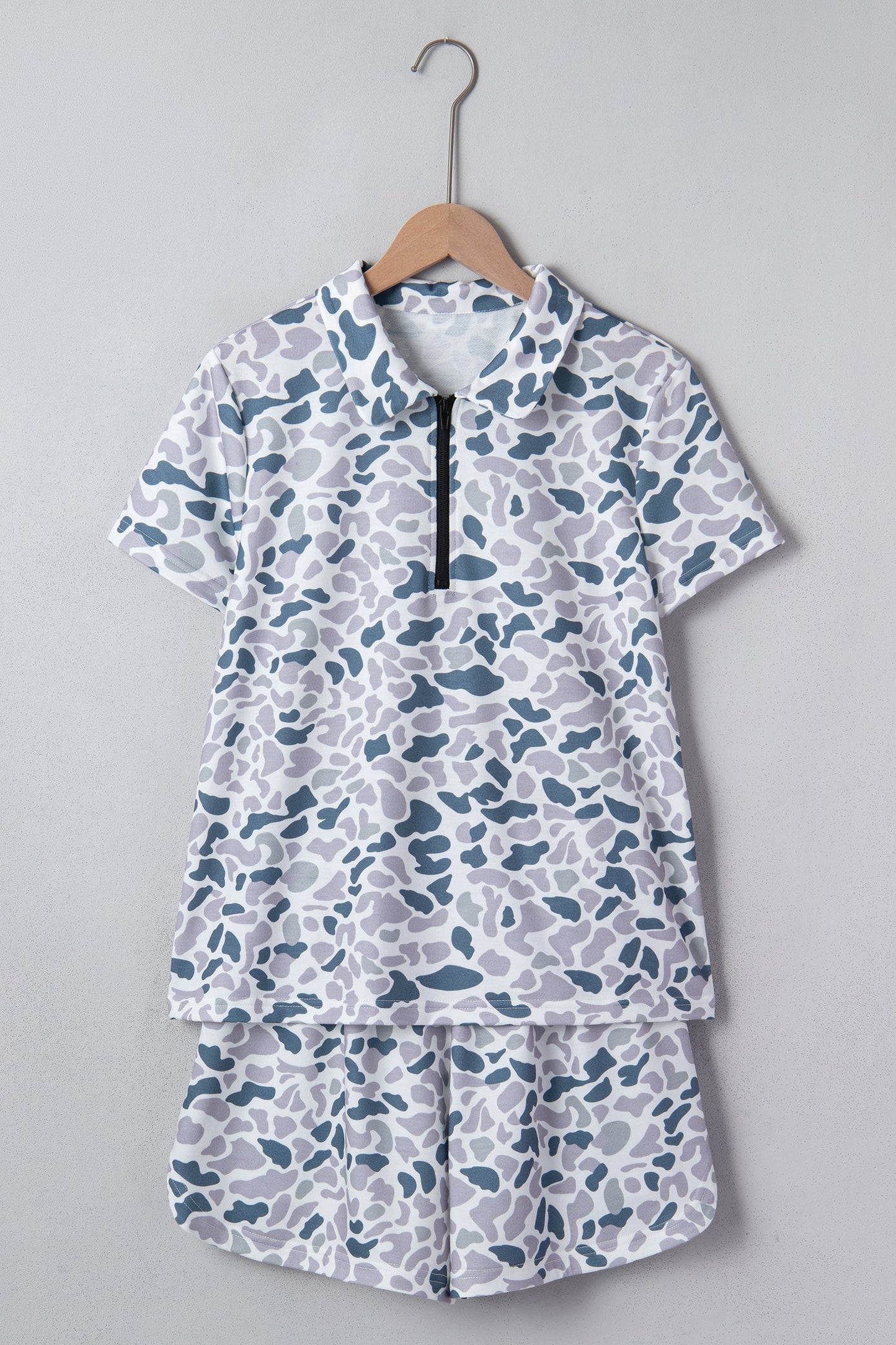 Abstract Polo Collar T-Shirt & Shorts Set