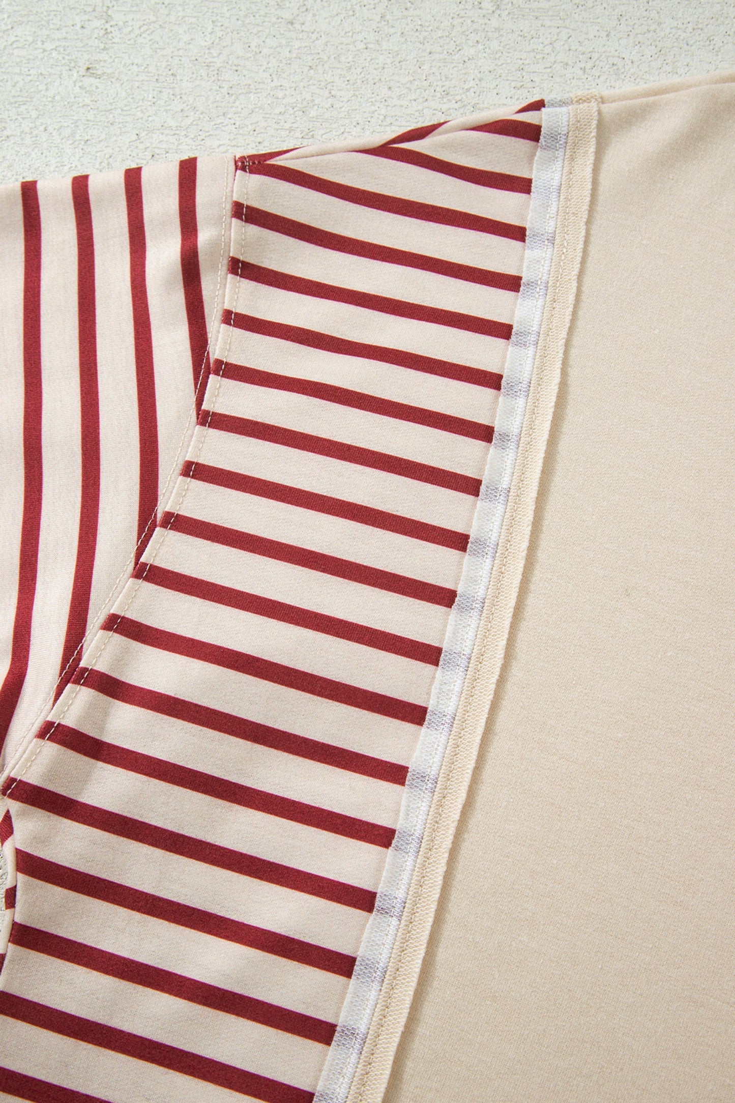 Stripe Sleeve Patchwork Casual Knit Top