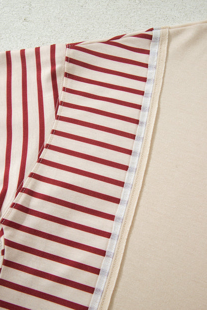 Stripe Sleeve Patchwork Casual Knit Top