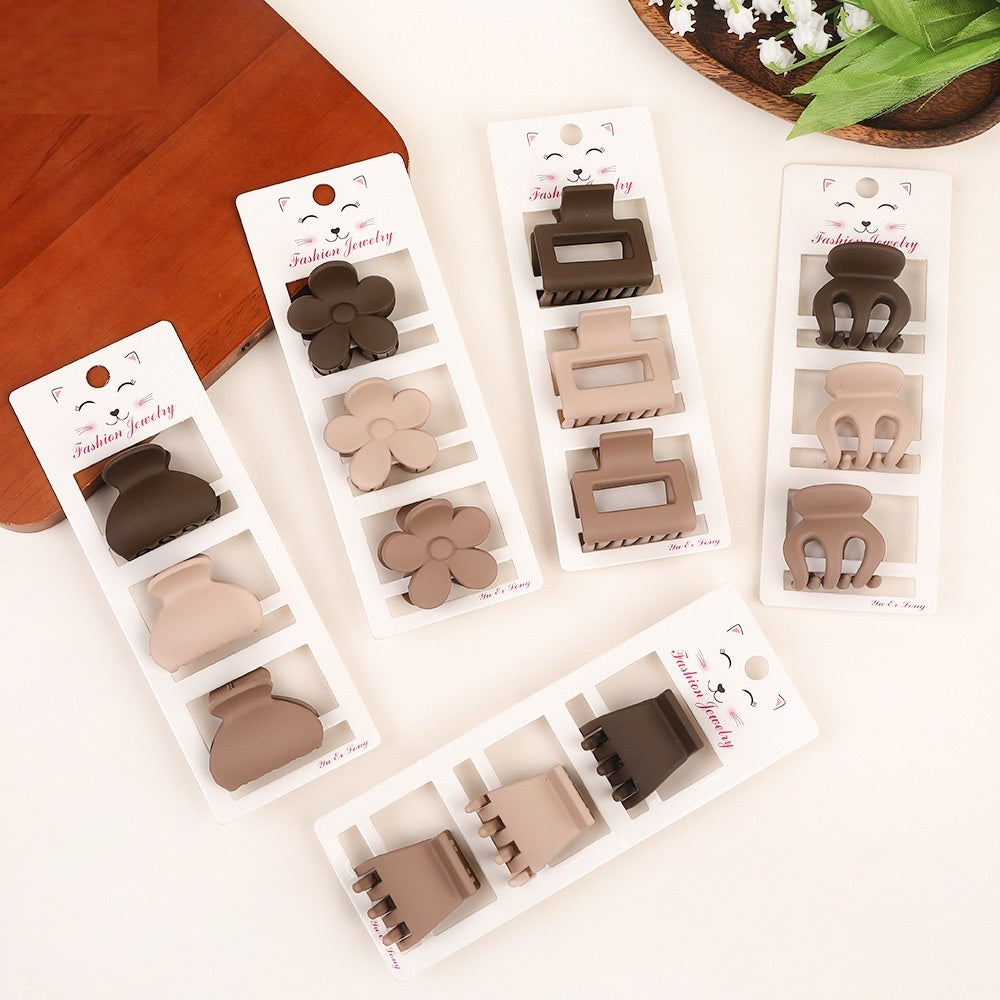 Coffee Color 3-Piece Barrette Set