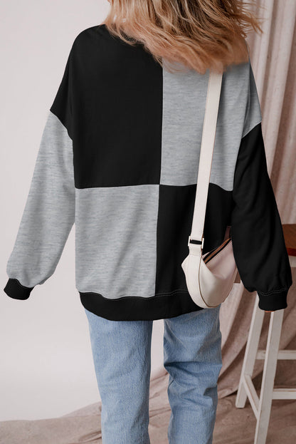 Colorblock Crewneck Henley Sweatshirt