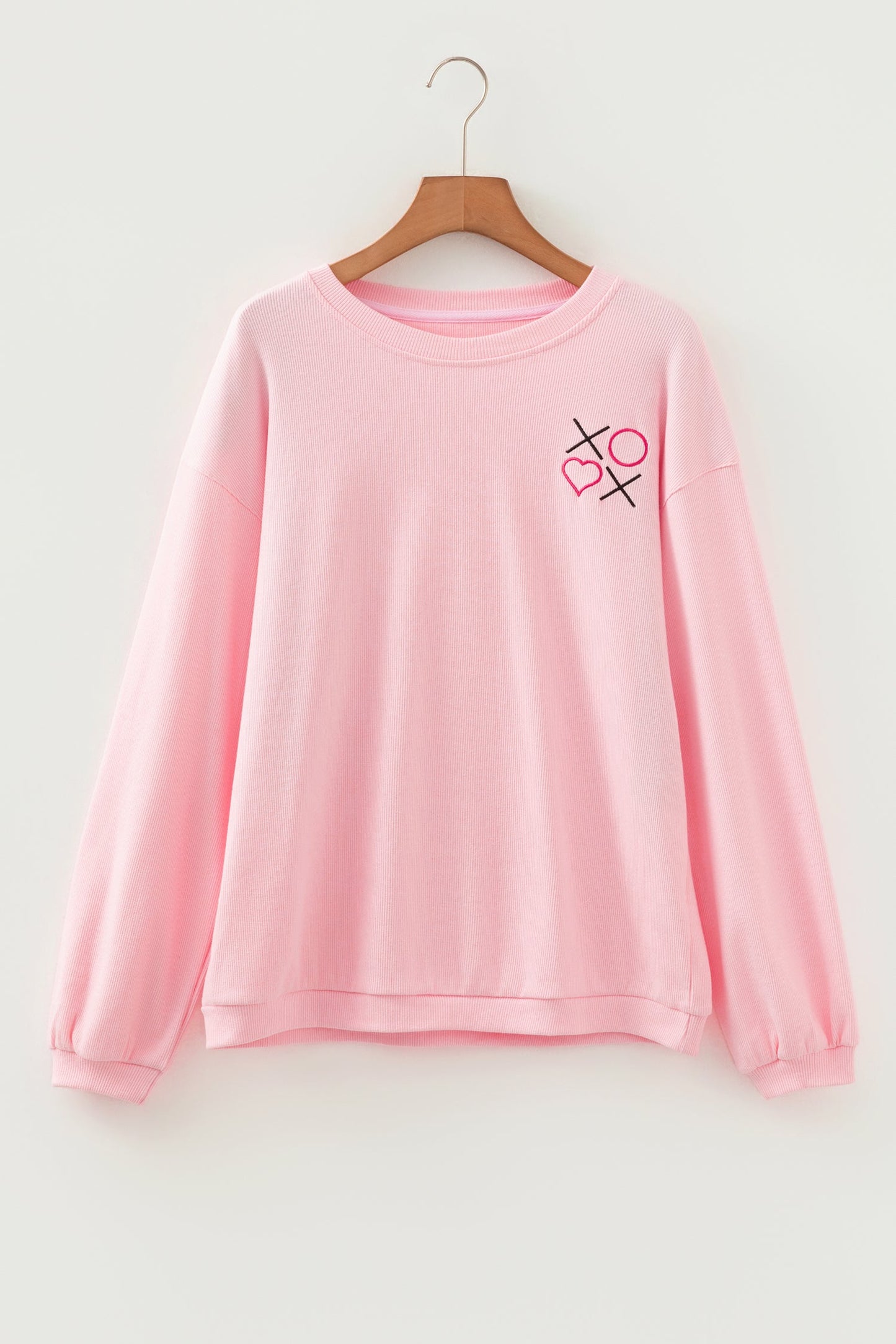 Drop Shoulder Sweatshirt with 3D Heart Detail