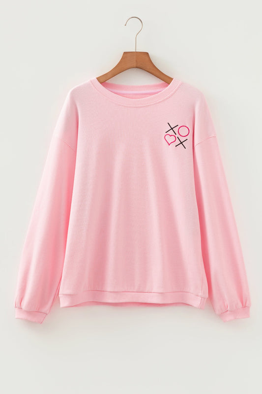 Drop Shoulder Sweatshirt with 3D Heart Detail