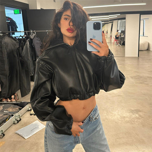 Women's Zipper Faux Leather Jacket