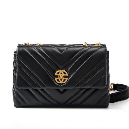 Diamond Chain Cowhide Shoulder Bag