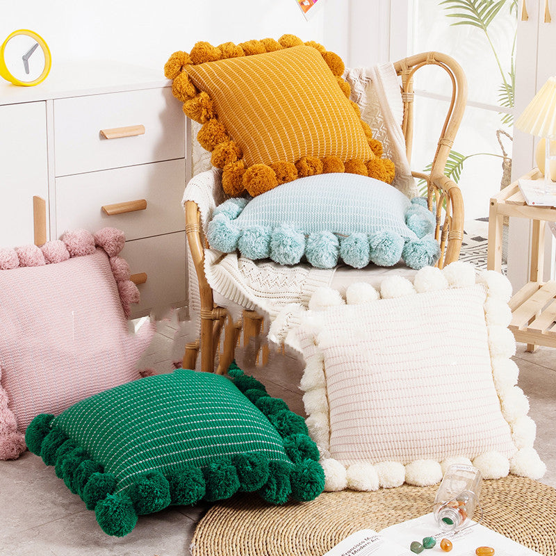Knitted Throw Pillowcase for Sofa & Bed